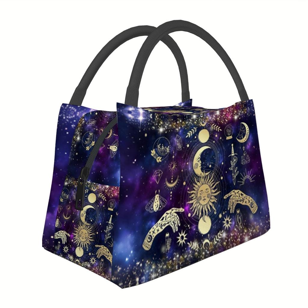 Celestial Magic Art Lunch Bag Insulated Thermal Tote Bag Reusable Portable Oxford Fabric Carryall