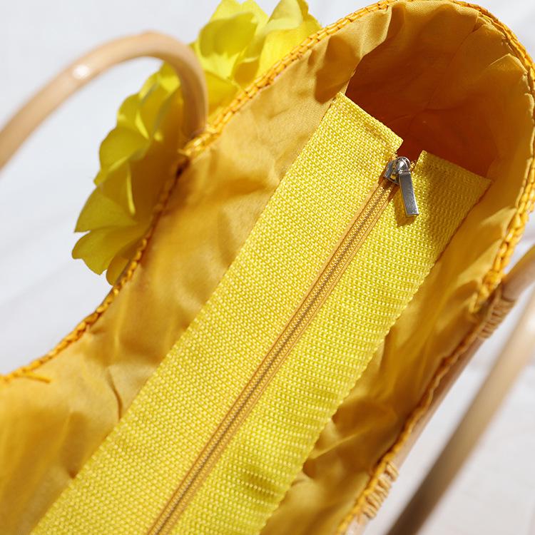 2025 Плетеная сумка из пшеничной соломы с деревянной ручкой - Женский пасторальный стиль Ин Мори-гёрл