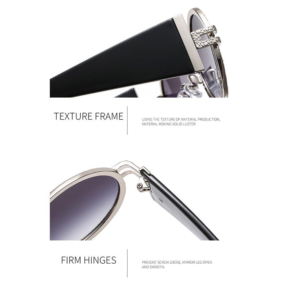 Fashion Round Punk Sunglasses UV Protection Retro Hip Hop Shades Oval Wide Temples Sun Glasses for Women & Men