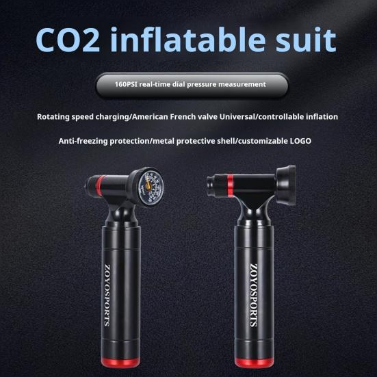 CO2 Bike Tire Inflator with Pressure Gauge 160PSI High Pressure Aluminum Alloy Portable MTB Road Mountain Bicycle CO2 Air Pump