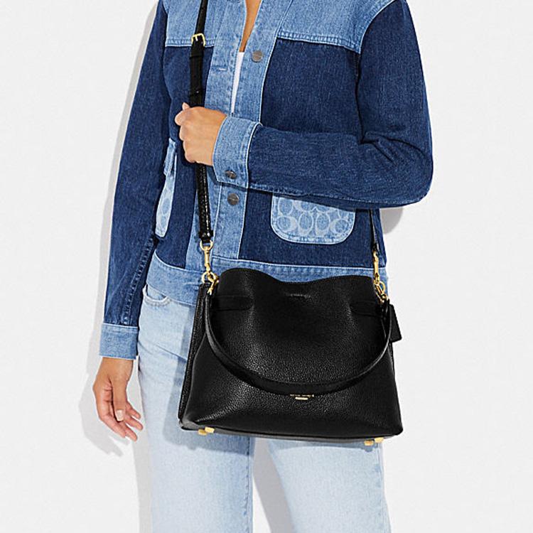 New COACH Hanna Cow Leather Portable Crossbody Bag, Shoulder Bag Women's Black CH537-IMA47