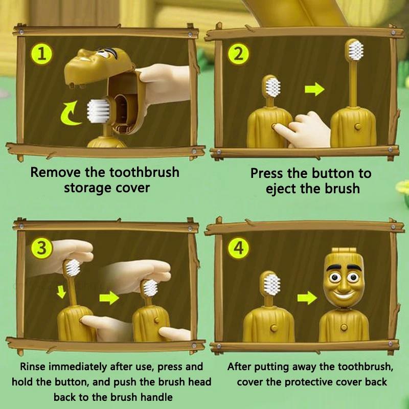 3-1 шт. Тун Тун Сахур Фигурка Зубные щетки Дорожные Портативные Компактные Телескопические Зубные щетки с Мягкой щетиной Для Детей Зубная щетка
