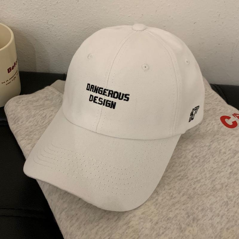 Big brim cap Baseball cap Women's spring and summer versatile embroidery shows small face Wide curved brim cap Men's tide