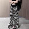 Plus Size Women's Summer Thin Striped Wide-Leg Pants - Design-Forward Slimming Drapey Casual Straight Athletic Trousers