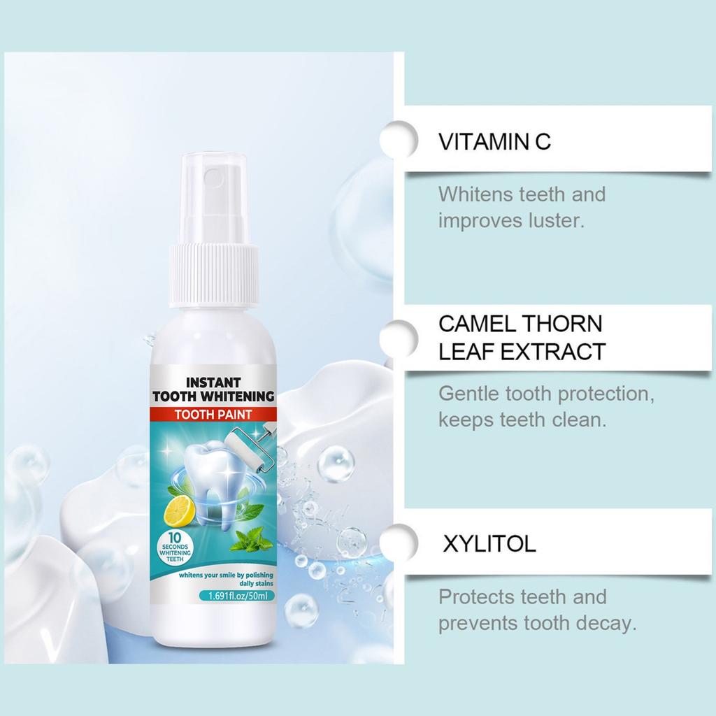 Освежитель полости рта Свежее дыхание Зубы Мгновенное отбеливание Жидкость Сухой спрей для полости рта Портативный спрей для ухода 50 мл