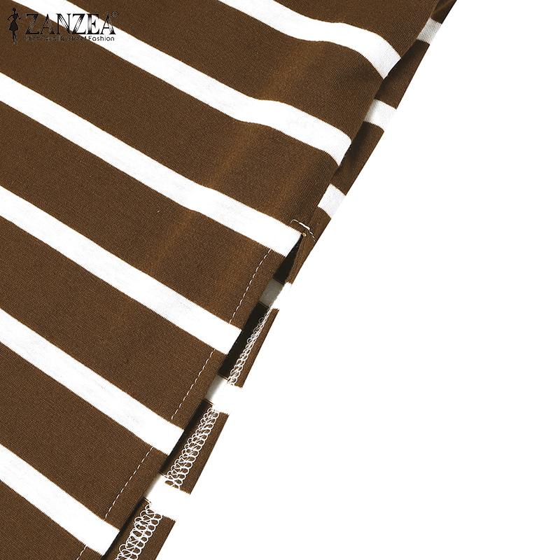 ZANZEA Женские винтажные трикотажные платья с круглым вырезом без рукавов в полоску