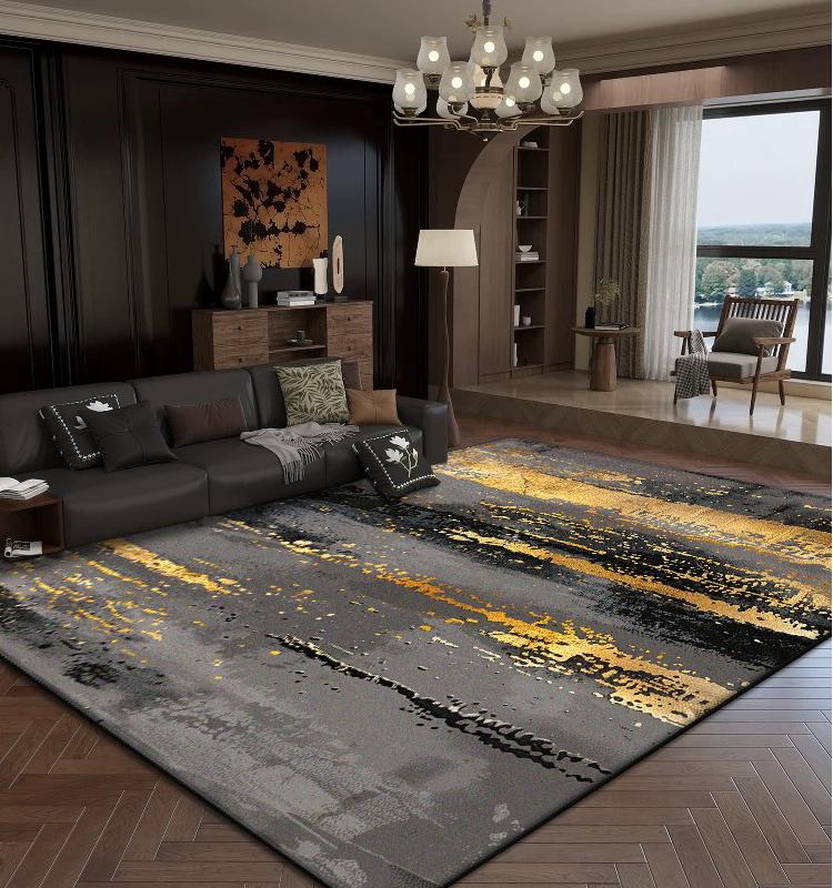 Luxury Abstract Living Room Carpets Golden Decoration Home Sofa Large Area Rugs Bedroom Bedside Tatami Soft Non-slip Floor Mat