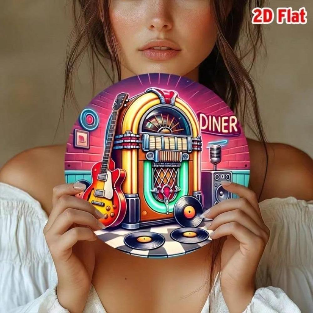 Винтажная металлическая жестяная вывеска Jukebox Ретро-дайнер Декор стен Алюминиевое искусство