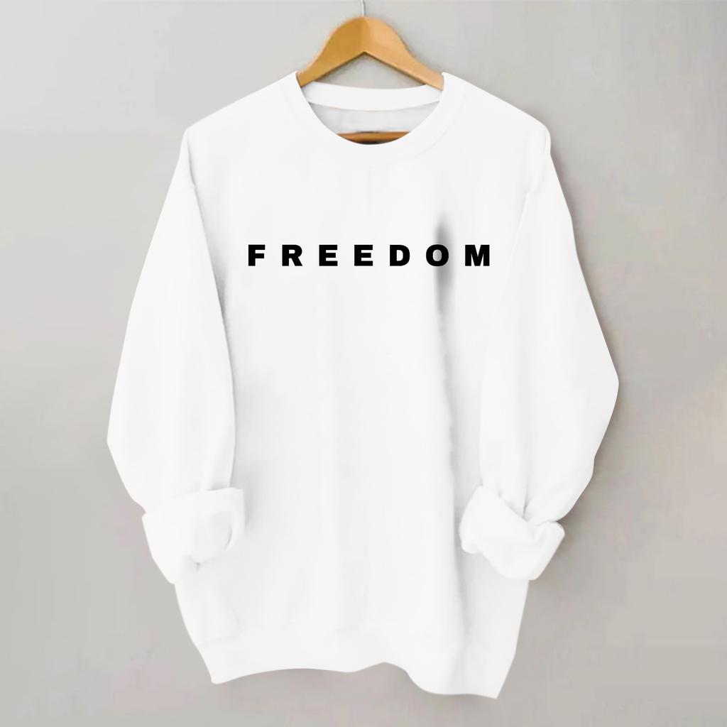 Women's Loose And Comfortable Round Neck Long Sleeved Sweatshirt With Printed Text