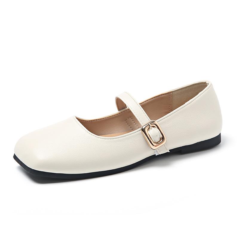 Туфли Мэри Джейн женские 2024 корейская версия весна-осень новые с пряжкой квадратный носок туфли-лодочки на низком каблуке туфли Doudou