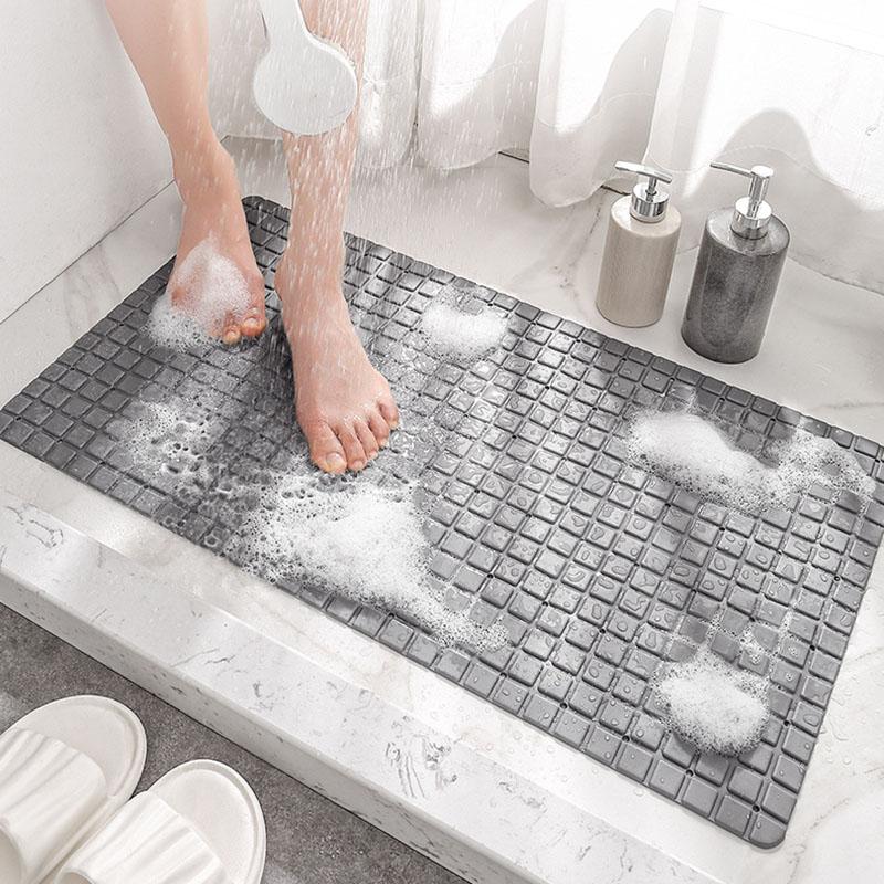 Nordic TPE Bathroom Anti Slip Mat Shower Room Drainable Floor Mat with Suction Cup Soft Interior Decoration Footpad for Toilet
