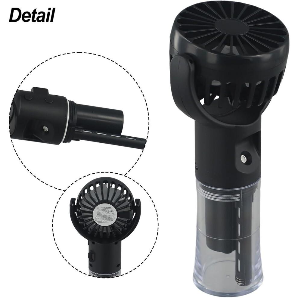 Portable Mist Fan with Cooling Water Spray, 4 Speed USB Rechargeable Handheld Fan for Indoor Outdoor Use, Black