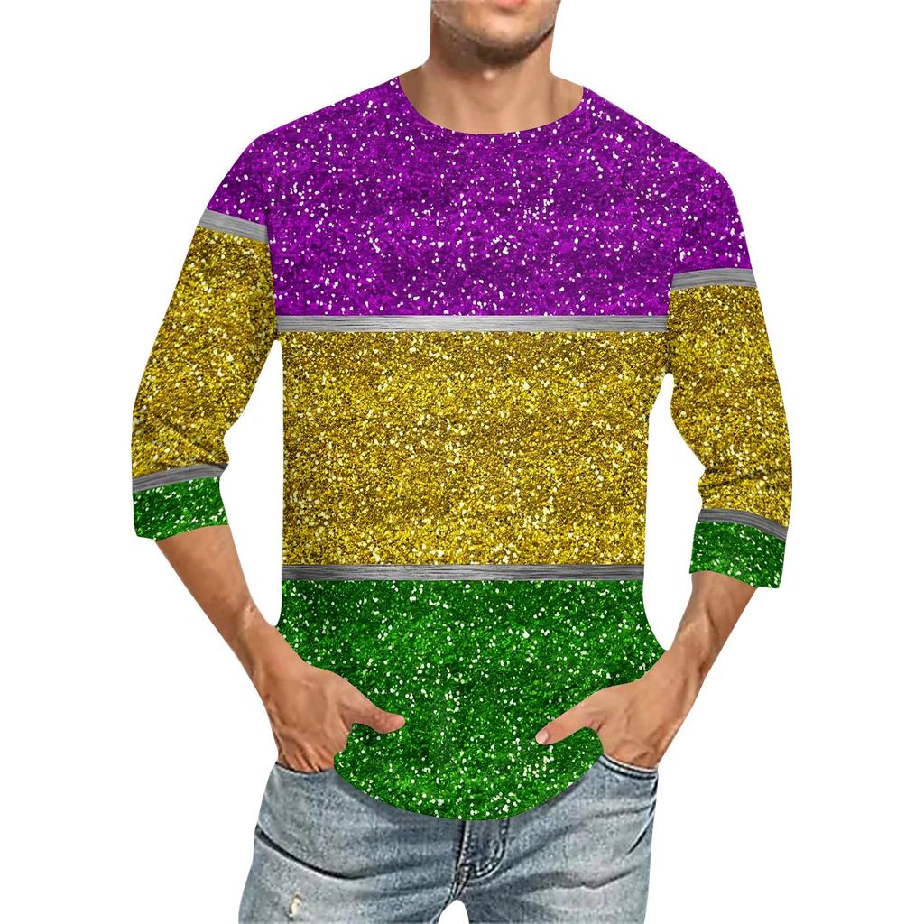 Карнавальный принт - Мужская футболка с коротким рукавом и круглым вырезом