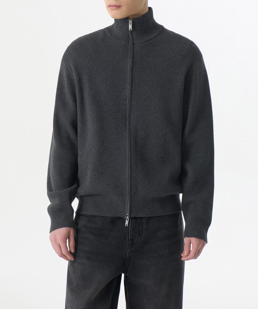 MUSINSA STANDARD Cotton High-Neck Knit Zip-Up [Medium Gray]