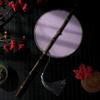 Аксессуары для веера-одежды эпохи Воюющих царств, Меч-веер в древнем стиле, Воздушный древний Ханьфу, Фотоаксессуары в новом китайском стиле, Фиолетовый бамбук с кисточкой, длинная ручка
