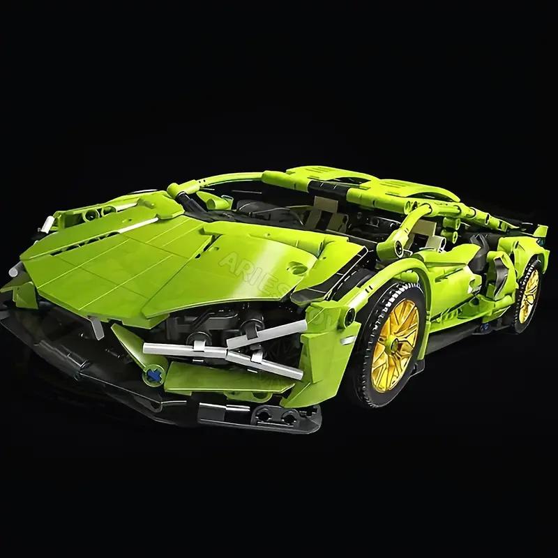 Non-Toxic 1690-Piece Sports Car Building Set Green Abs Living Room Bedroom Decor