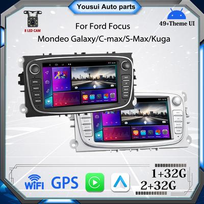 2 DIN Carplay Авто Радио Android Автомобильный мультимедийный видеоплеер для Ford Focus Mondeo C-MAX S-MAX Galaxy II Kuga 7 "HD-экран Зеркальная связь GPS 2 + 32 ГБ