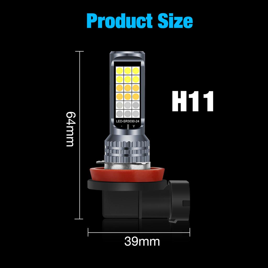 2Pcs 3 Colors H11 Led High Quality 3030 LED Auto Fog Lamp Car Anti Fog Light Bulb Foglamps Yellow White Blue Switch Freely