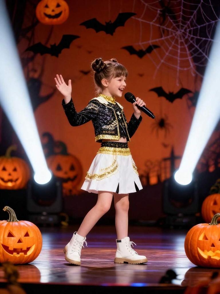 Costume for Girls Kids Stars Vocal Rumi Cosplay Stage Outfits Idol Singers Three Piece Set Trend Style Halloween Party