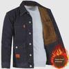 Men's Denim and Velvet Thickened Windproof Winter Coat, Warm and Wear-Resistant, Large Sizes Available