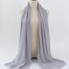 Women's Solid Color Pearl Chiffon Bubble Scarf, Long Silk Headscarf, 70x180cm, Middle Eastern Style
