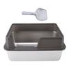 Stainless Steel Litter Pan Splash Proof Large Open Top High Side Litter Pan with Scoop Large Black