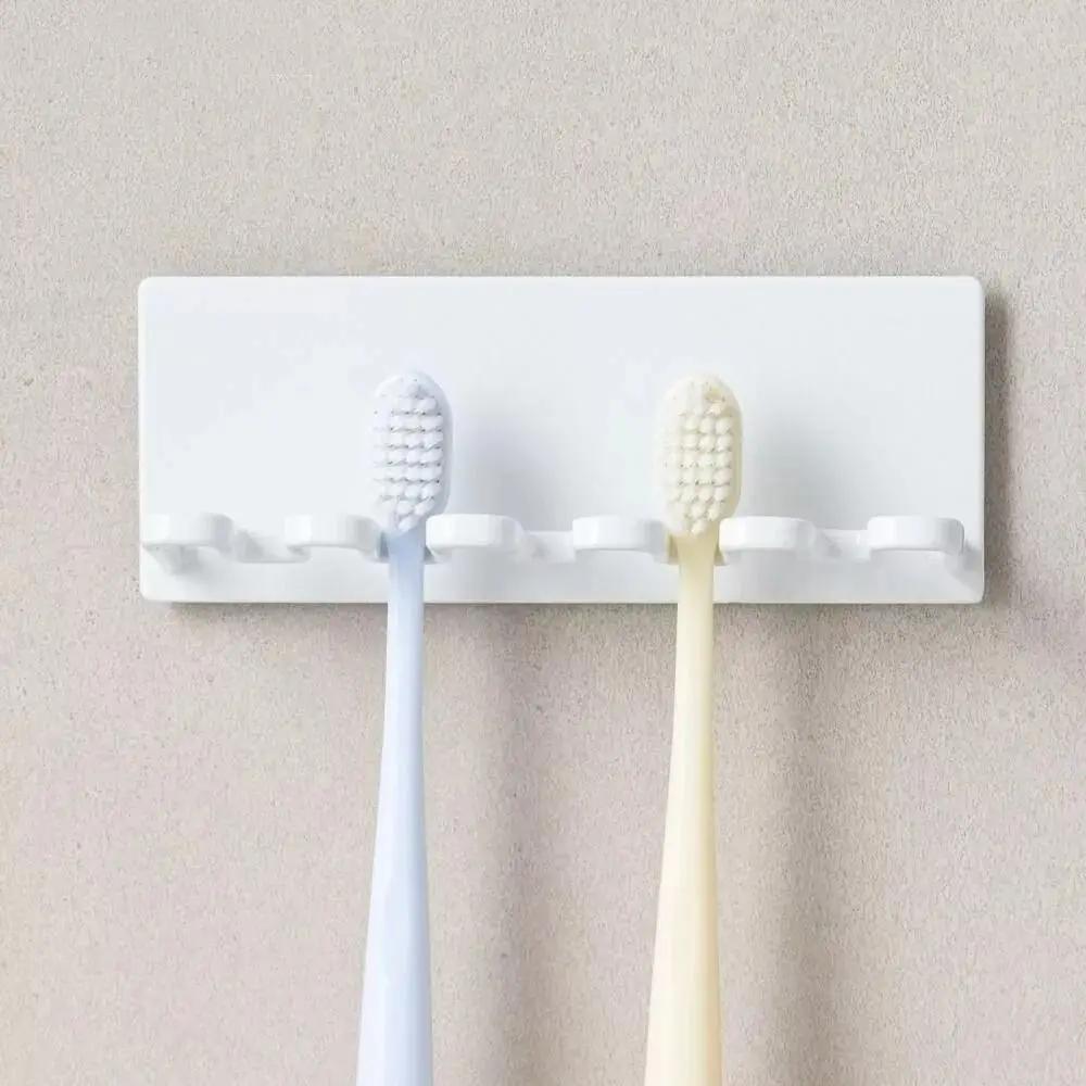 Подставка для хранения зубных щеток с 5 слотами, настенный металлический органайзер для зубных щеток, самоклеящийся, прочный, органайзер для ванной комнаты, ванная комната