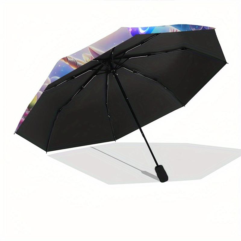 Unicorn Fantasy Automatic folding umbrella simple eight rib design, bright color pattern, durable iron frame, ideal for travel and outdoor,