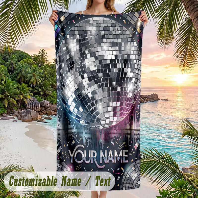 Dinosaur Alphabet Adventure Theme Quick Dry Beach Towel Custom Name Text Print Large Sand Resistant Towel Beach Vacation