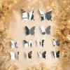 jijijing 12Pcs Butterfly Wall Decals, DIY 3D Mirror Stickers, Removable Decals for Birthday Party Bedroom School Bathroom Living Room Decor