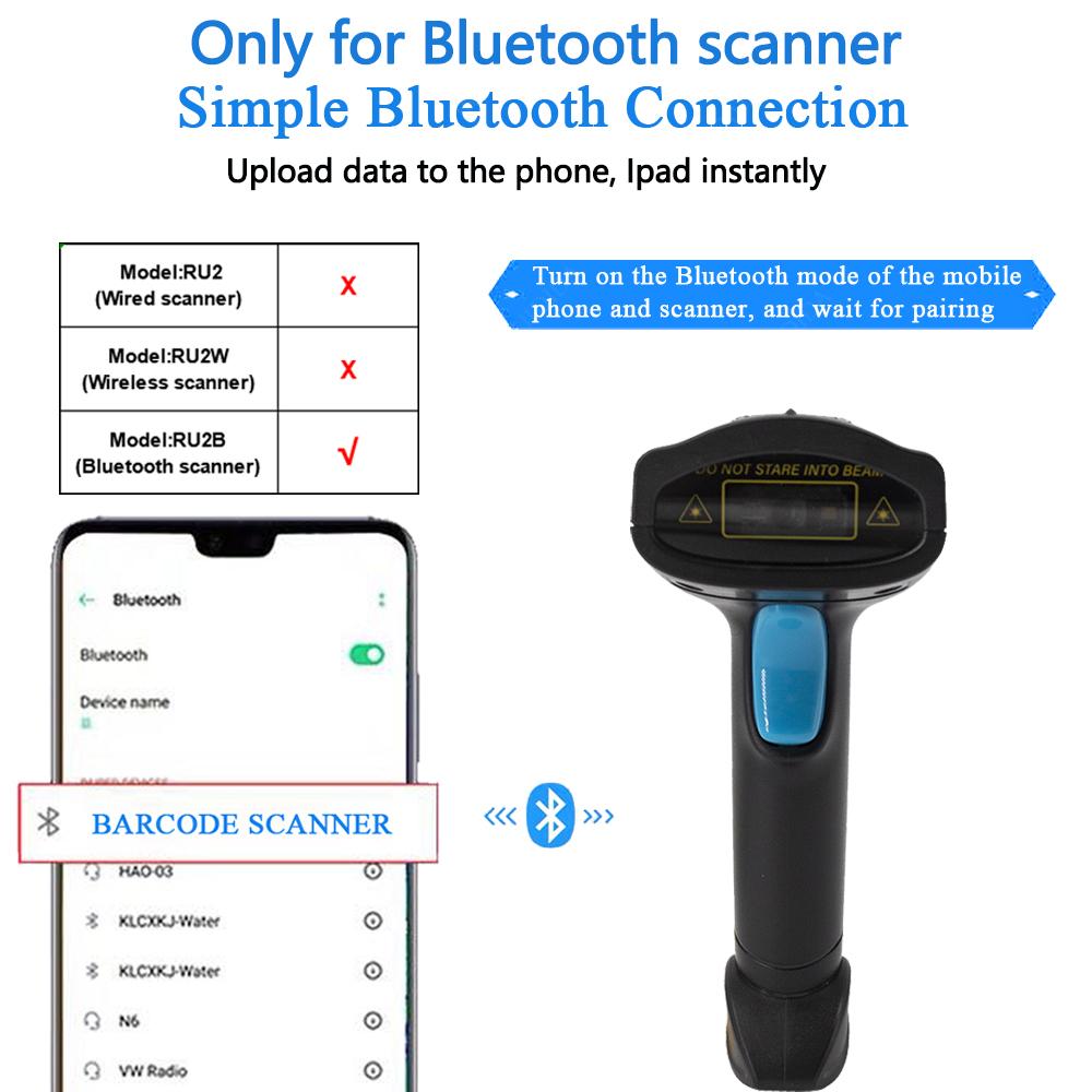 1D 2D Считыватель штрих-кодов Проводной или Беспроводной или Bluetooth Сканер штрих-кодов qr-код Код Datamatrix PDF417 Ручной сканер