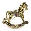 1Pc  Vintage Rocking Horse Brooches For Women Unisex Lovely Toy-design Horse Party Casual Brooch Pins Gifts