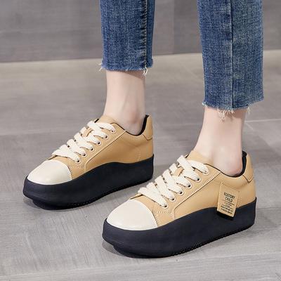 Белые туфли из натуральной кожи, женские осенние универсальные кроссовки в стиле ретро, ​​женская обувь на толстой подошве, нишевые тренировочные туфли-качалки Virtue