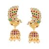Женские дизайнерские серьги Jhumki с позолоченными фианитами и павлином с жемчугом и цветными камнями