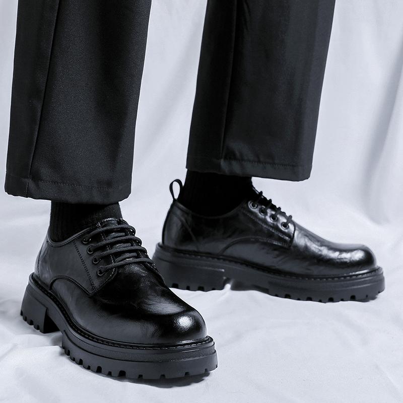 Модная мужская модная ретро уличная мужская обувь черная Повседневная обувь для мужчин на улице Новая Удобная на толстой подошве увеличивающая рост