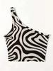 Crop Top Phumee One Shoulder Zebra Print Backless A2060