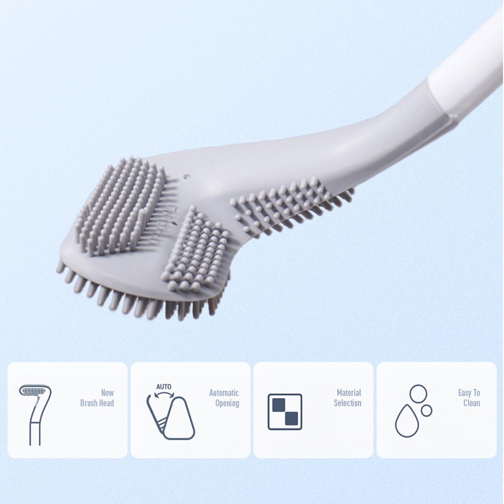 Toilet Brush and Holder Wall-mounted TPR Bristles Toilet Brush Cleaner No-drilling Bathroom Deep