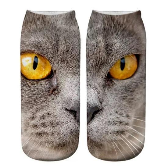 Realistic Cat Face Socks 3D Cat Print Animal Socks Breathable Funny Casual Socks Gag Gifts for Cat Lovers Men Women