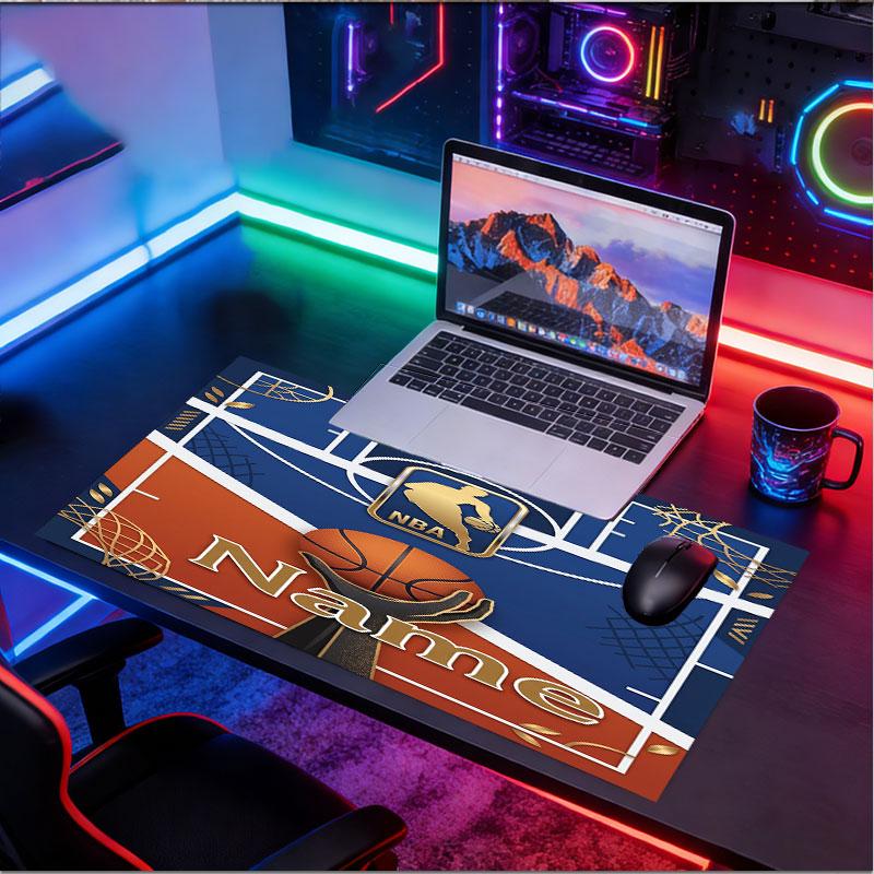 Custom Name Personalized NBA Pattern Mousepad, Laptop PC Desk Mat, Decorative Desk Mat for Home Keyboard Pad Gift