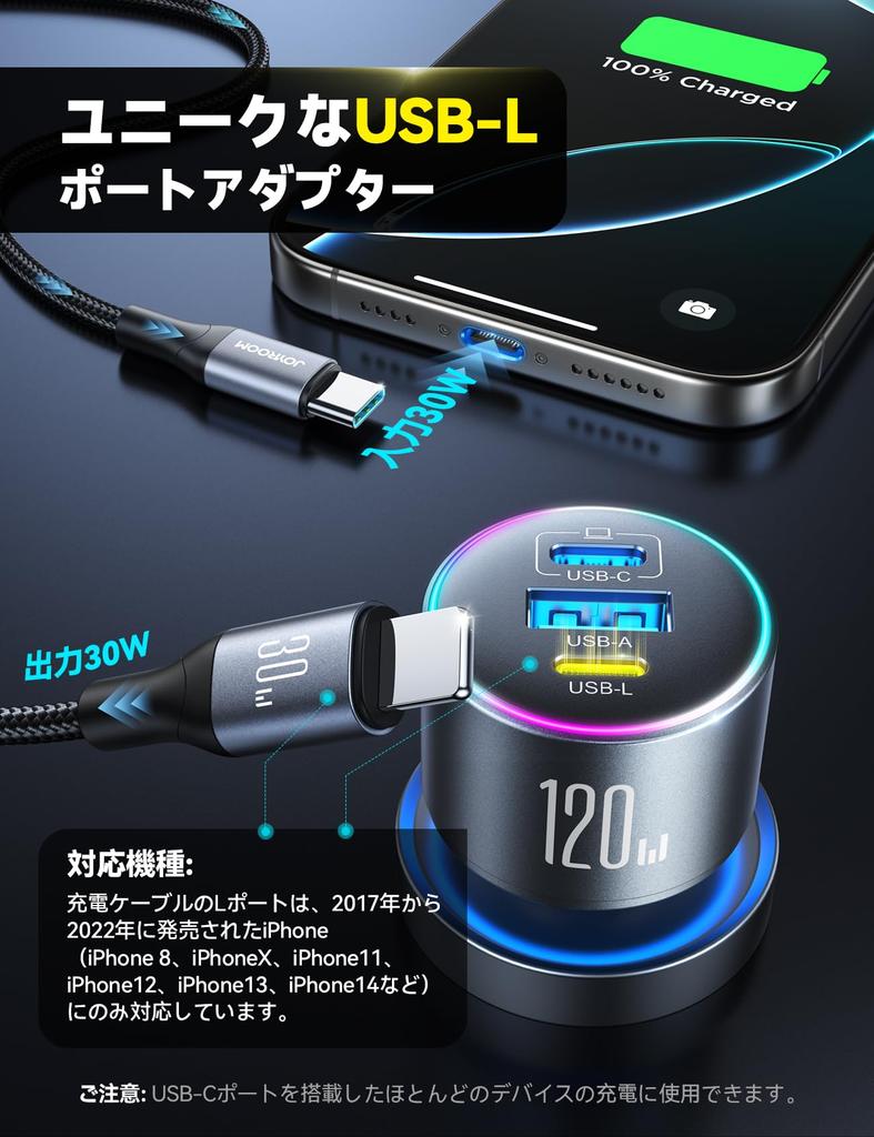 JOYROOM Разъем прикуривателя 120 Вт Двунаправленный Совместим со всеми iPhone Автомобильный прикуриватель Независимая множественная зарядка Совместимо с 3 устройствами