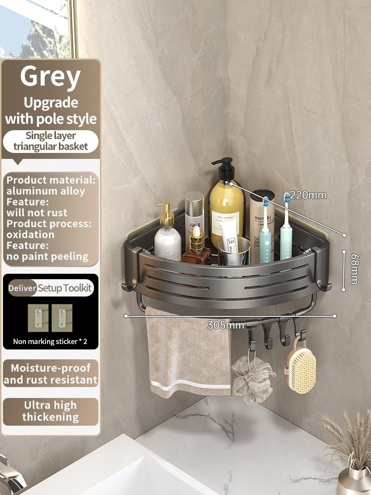 Нет необходимости сверлить стены для установки Алюминиевая полка для ванной Полки Подставка для шампуня Держатель для хранения Кухонный органайзер Настенная полка