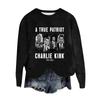 Women's Fashion Round Neck Pullover Top Long Sleeve Tee Printed Sweatshirt
