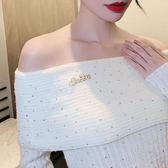 Женская брошь в форме буквы, роскошная из нержавеющей стали со стразами, булавка для платья для банкета