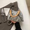 Wooden Bag for Women Pleated Cloud Crossbody Bag Shopping Traveler Shoulder Bag Texture