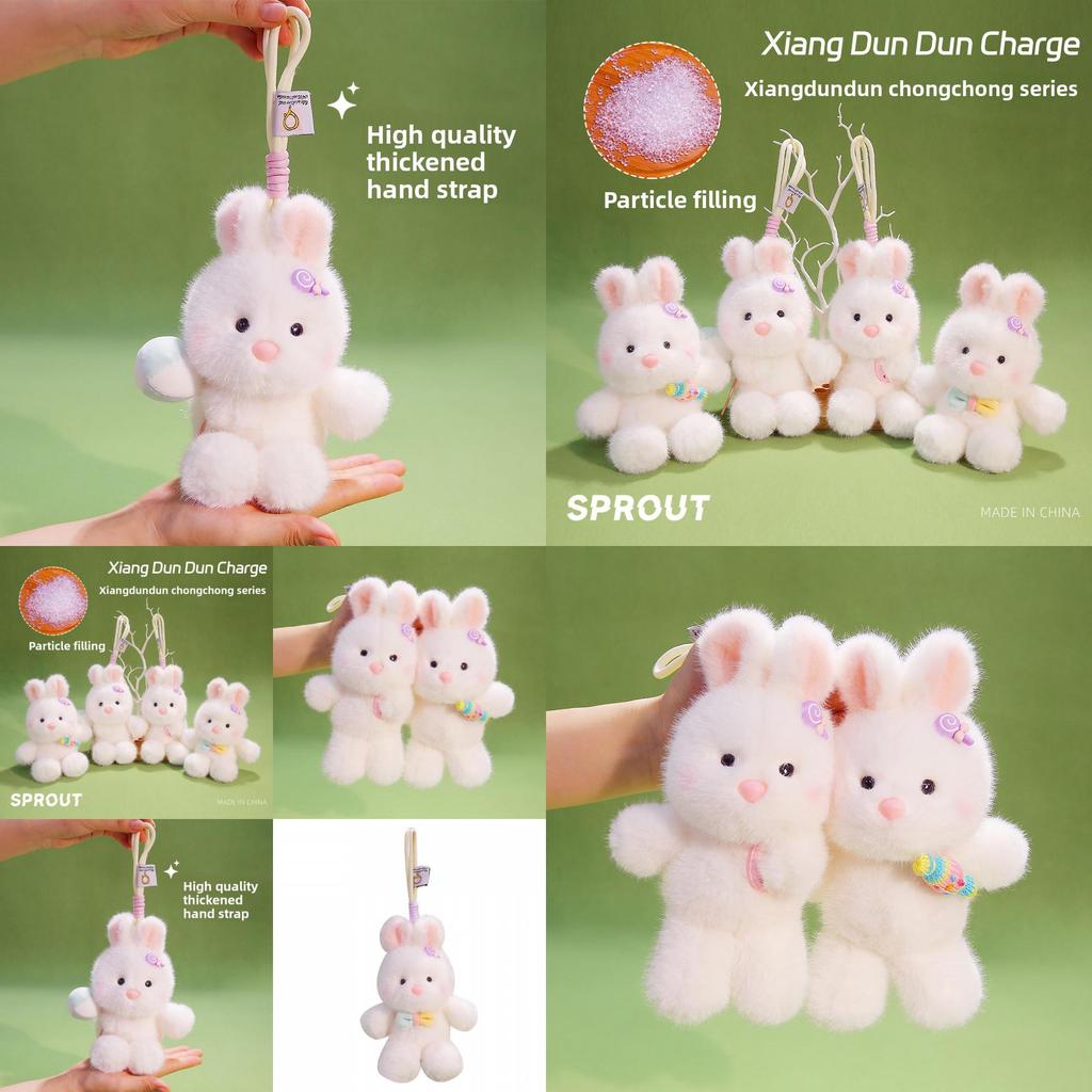 Cartoon Style Bunny Plush Doll With Hanging Loop For Car Keychains And Backpack Accessories