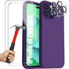 Case for iPhone 14 Pro Max Silicone Dark Purple + 2 Tempered Glasses and 2 Rear Lens Protectors