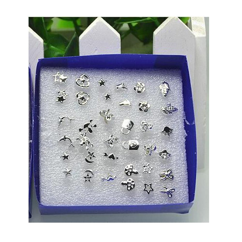 18 Pairs Novelty Lady Women Plastic box Ear Studs Earrings Gold/Silver Plated