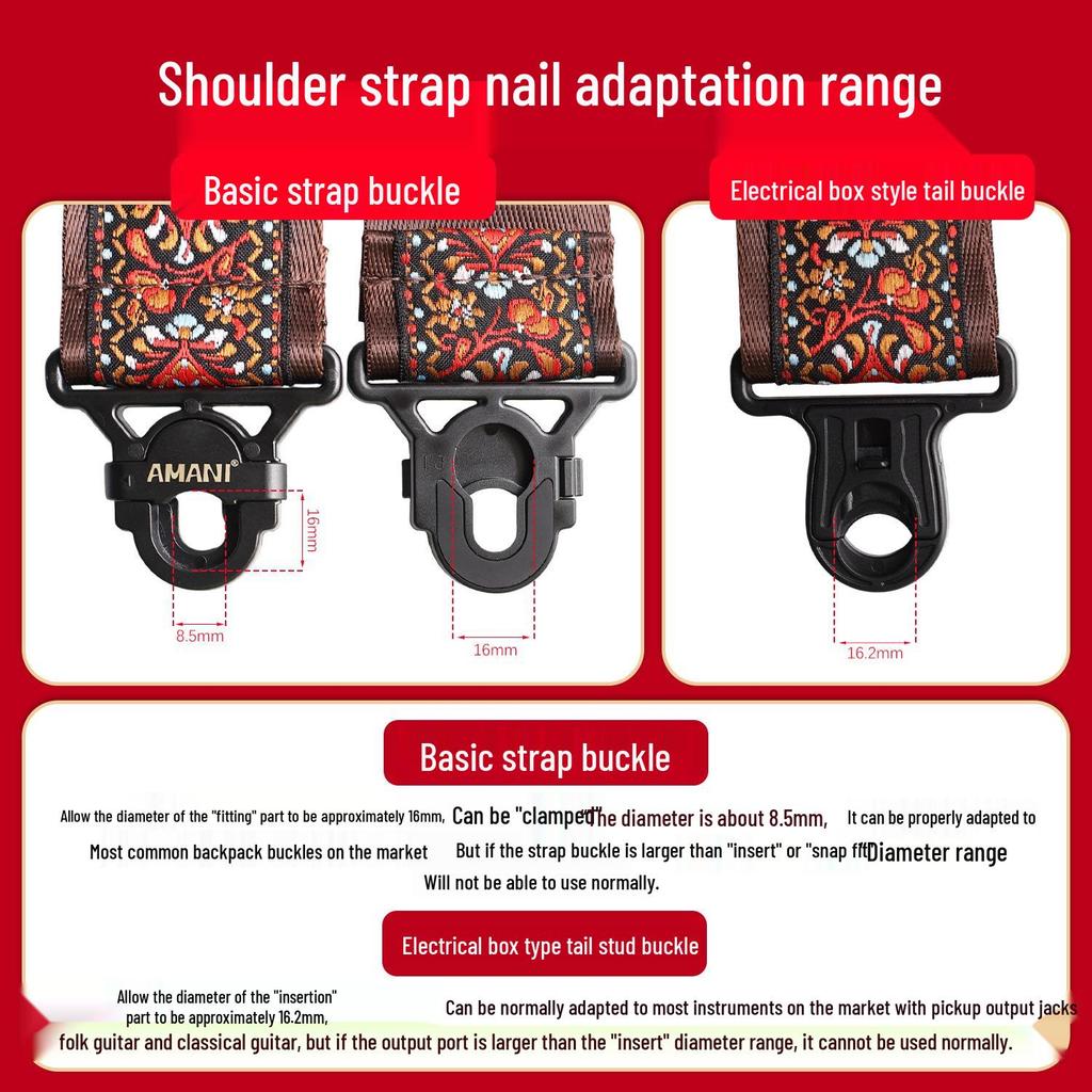 AMANI Omanni Anti-Drop Guitar Shoulder Strap for Electric, Bass, & Acoustic Guitars