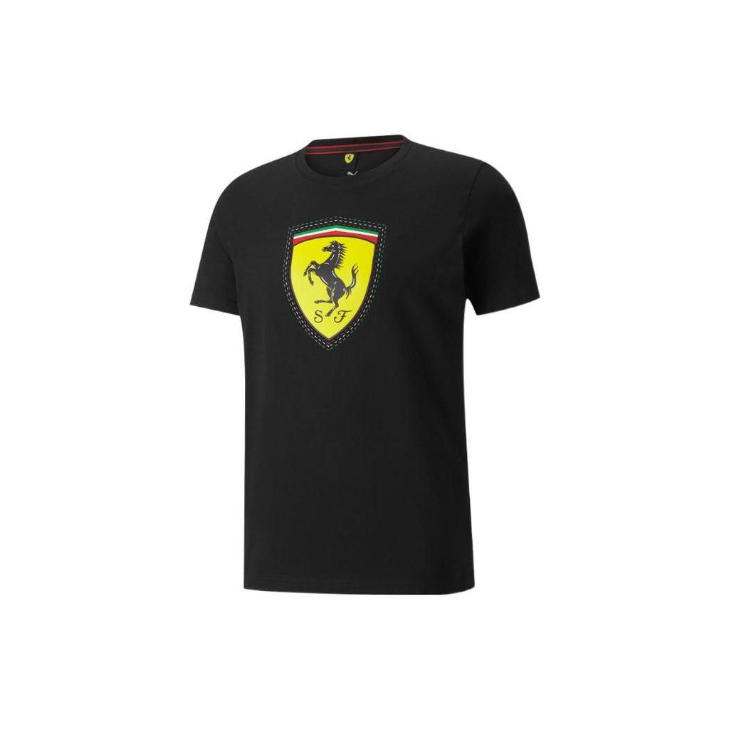 Puma Ferrari Racing Series Shield Print Crew Neck T-Shirt Men Tops Black 533753-01