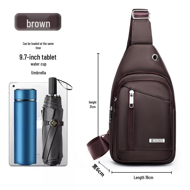Men's Large Oxford Waterproof Chest Bag - Trendy Single Shoulder Crossbody for Outdoor Sports